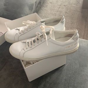 Common Project Retro Low White and Silver Sneaker